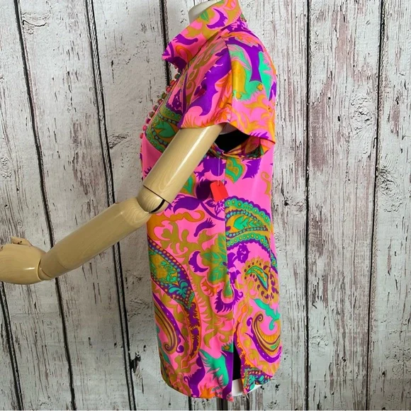 🎉HP🎉 Vintage Val Mode MOD Psychedelic Floral Blouse Shirt Top EUC Size SMALL - Picture 8 of 16